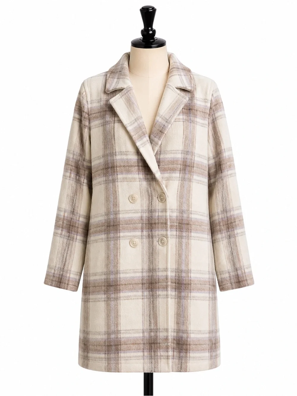 REVOLVE MINKPINK‎ IRIS CREAM MULTI PLAID LONG COAT XL
